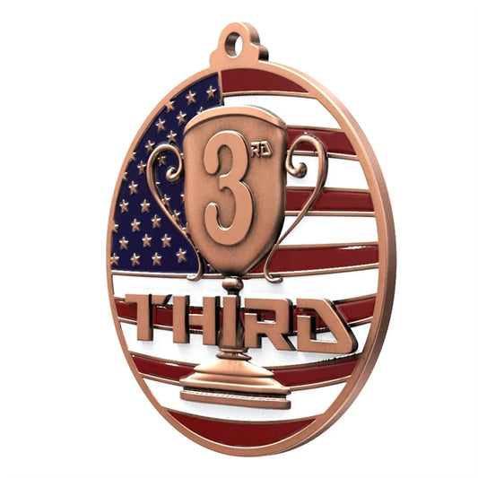 2 3/4" 3rd Place Patriotic Medal