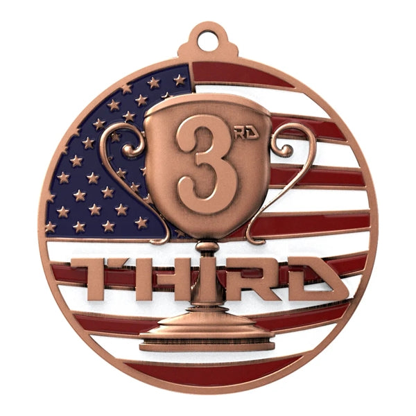 2 3/4" 3rd Place Patriotic Medal