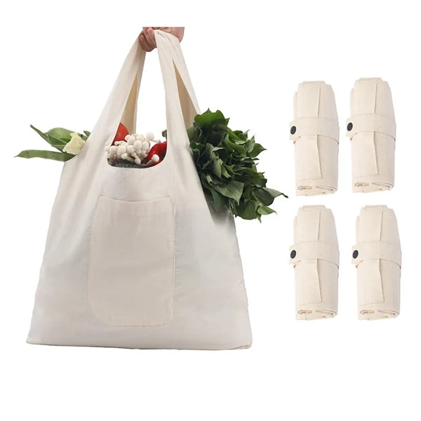Folding Cotton Canvas Large-Capacity Supermarket Handbag