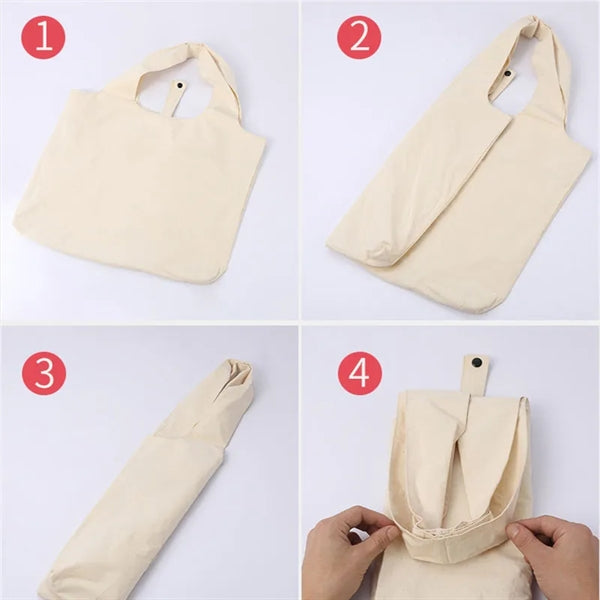 Folding Cotton Canvas Large-Capacity Supermarket Handbag