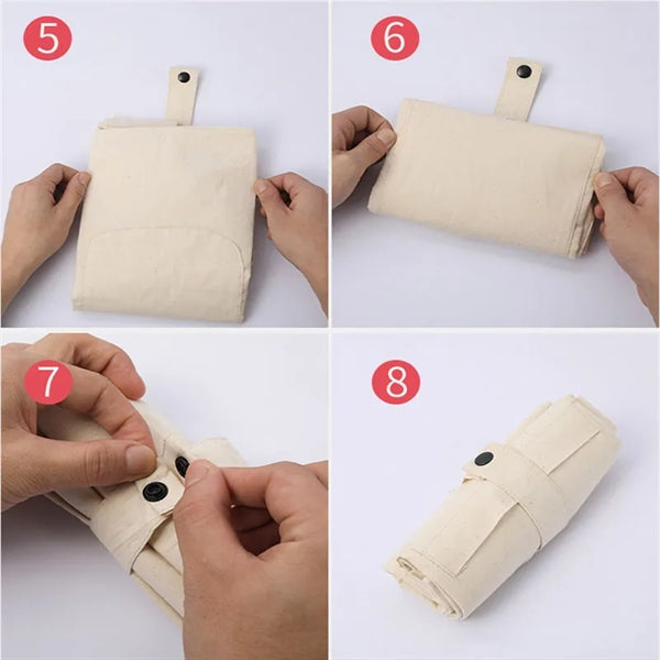 Folding Cotton Canvas Large-Capacity Supermarket Handbag