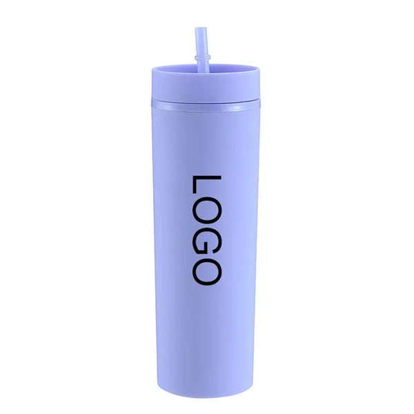 16 Ounce Double Layer Straight Straw Water Cup