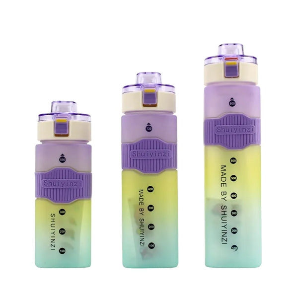 18/24/30 oz Sports Square Water Bottle with Straw Flip Lid