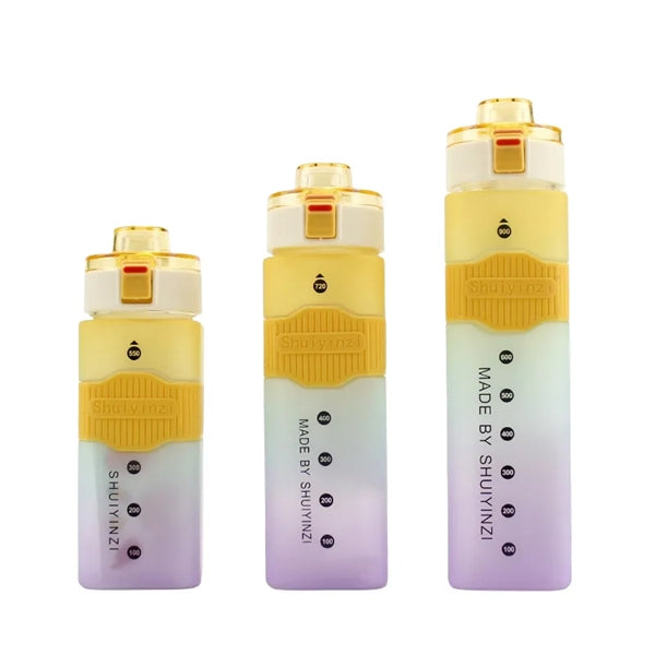 18/24/30 oz Sports Square Water Bottle with Straw Flip Lid
