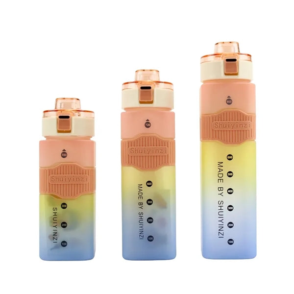 18/24/30 oz Sports Square Water Bottle with Straw Flip Lid