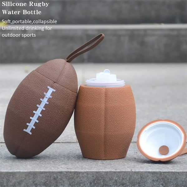 Portable Collapsible Silicone Rugby Sports Bottle