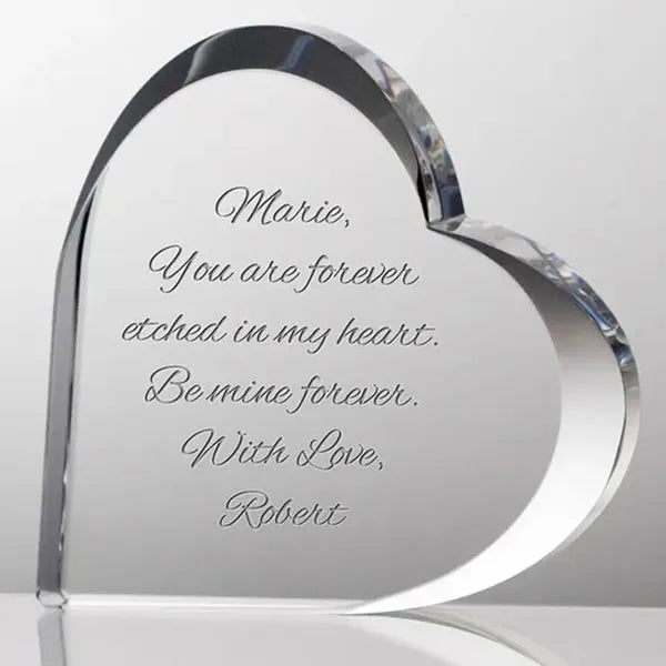 Beveled Heart Shaped Crystal Award
