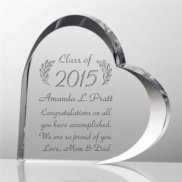 Beveled Heart Shaped Crystal Award
