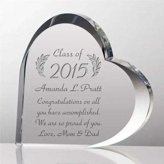 Beveled Heart Shaped Crystal Award
