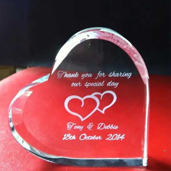 Beveled Heart Shaped Crystal Award