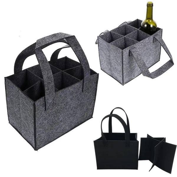 Felt 6 Bottle Wine Tote Bag