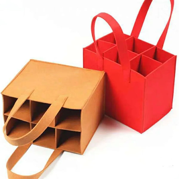 Felt 6 Bottle Wine Tote Bag
