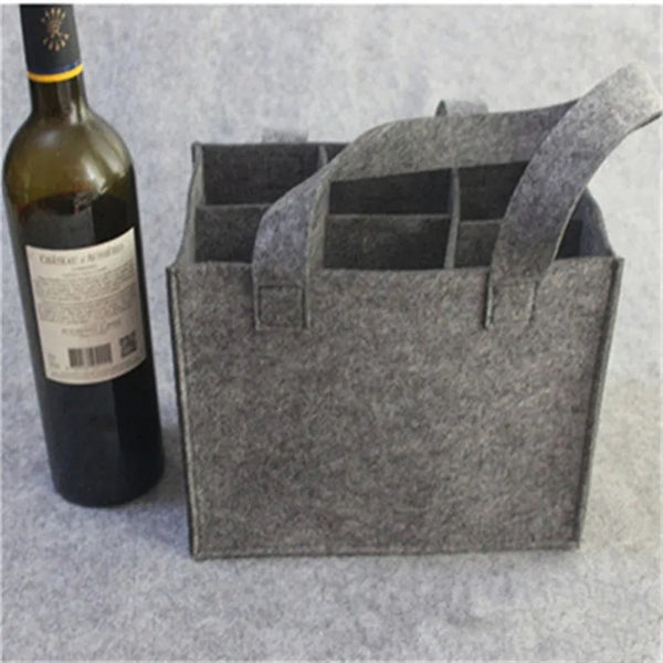 Felt 6 Bottle Wine Tote Bag