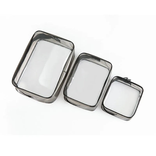 3 Pieces PVC Travel Wash Cosmetic Bag