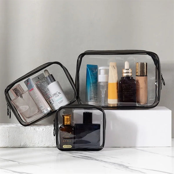 3 Pieces PVC Travel Wash Cosmetic Bag