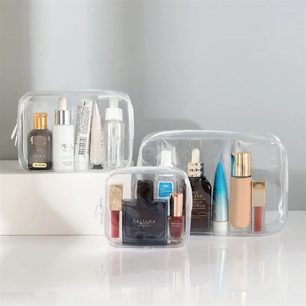3 Pieces PVC Travel Wash Cosmetic Bag