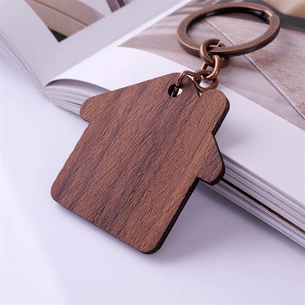 Laser Etched Bamboo Wood Keychain