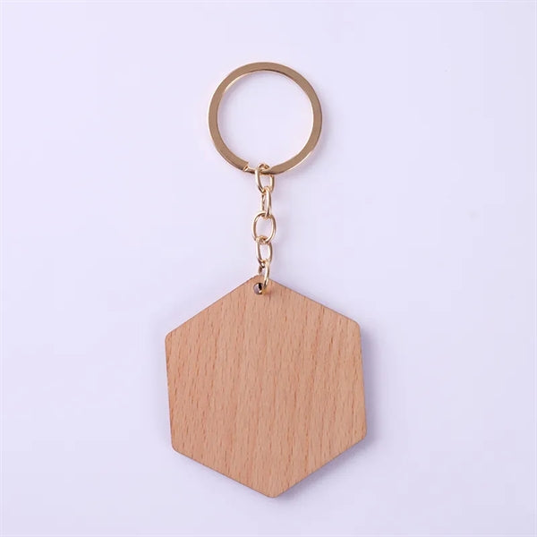 Laser Etched Bamboo Wood Keychain