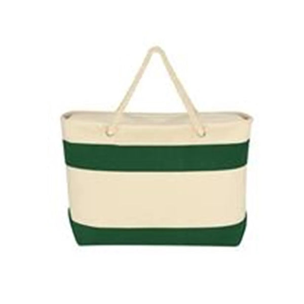 Large Canvas Striped Tote Beach Bag With Rope Handles