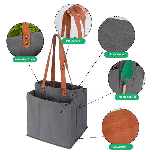 Multi-Pockets Canvas Shopping Tote