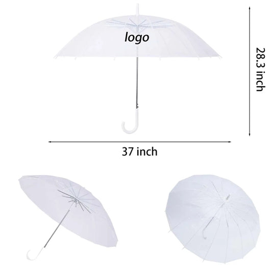 Classic Windproof Transparent Umbrella J Hook Handle Outdoor