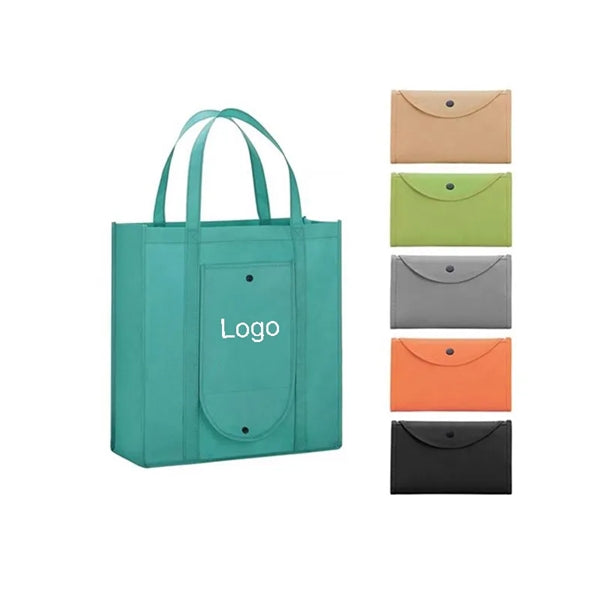 Fold Up Tote Non Woven Grocery Bags with Pouch