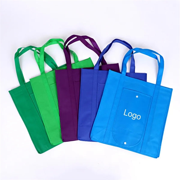 Fold Up Tote Non Woven Grocery Bags with Pouch