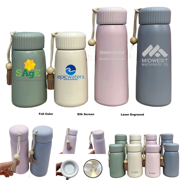 250/400ML Stainless Steel Vacuum Thermos Cup Carrying Rope