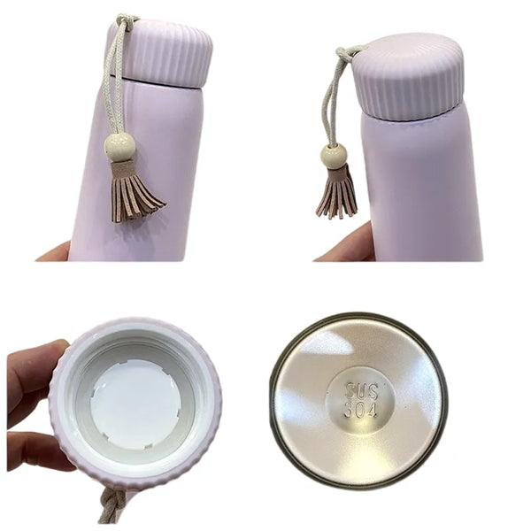 250/400ML Stainless Steel Vacuum Thermos Cup Carrying Rope
