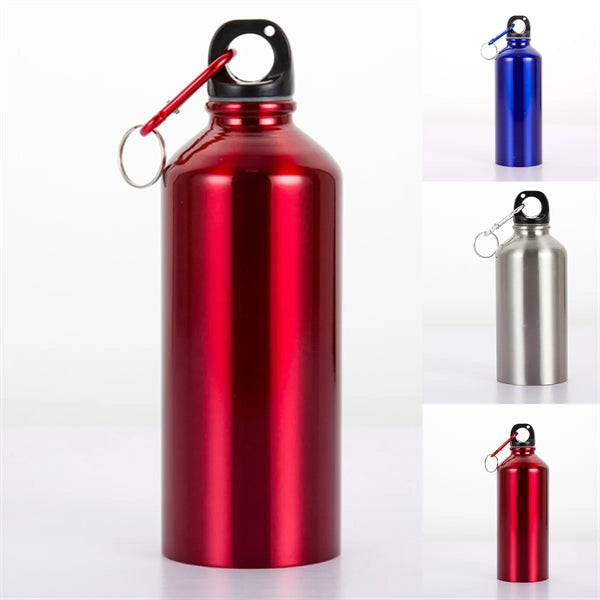 16oz Aluminum Water Bottle Flask With Carabiner