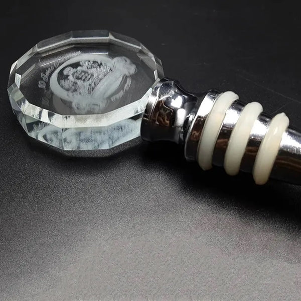 3D Photo Engraved Crystal Wine Stopper - Round