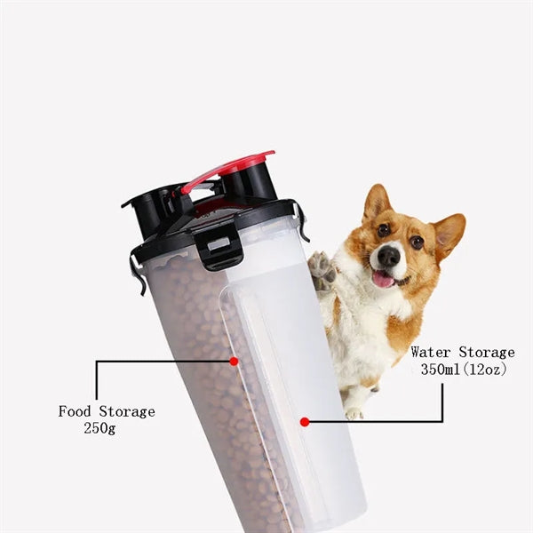 2 In 1 Food Storage Pets Drinking Water Bottle