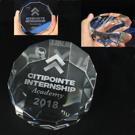 Crystal Double Octagon Paperweight