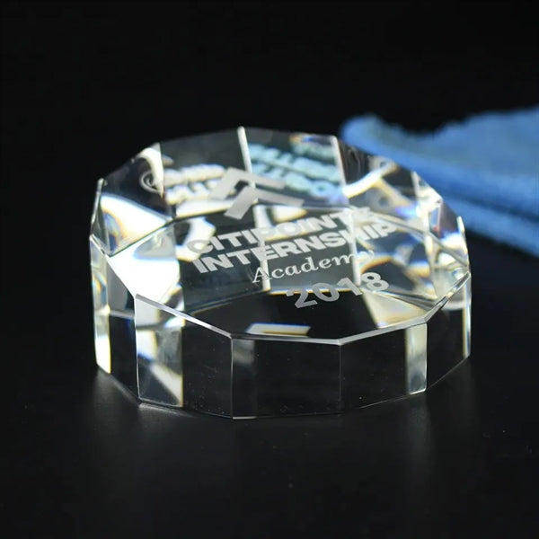 Crystal Double Octagon Paperweight