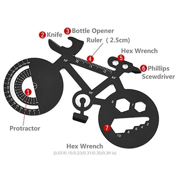 7-in-1 Multi-functional EDC Tool Card Bicycle Shaped