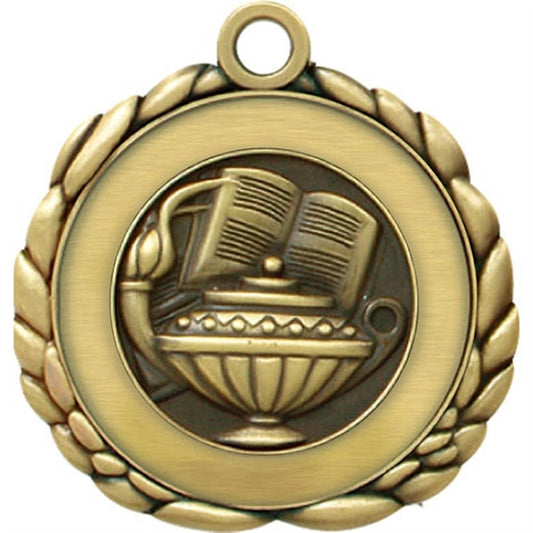 2 1/2" Quali-Craft Book & Lamp Medal