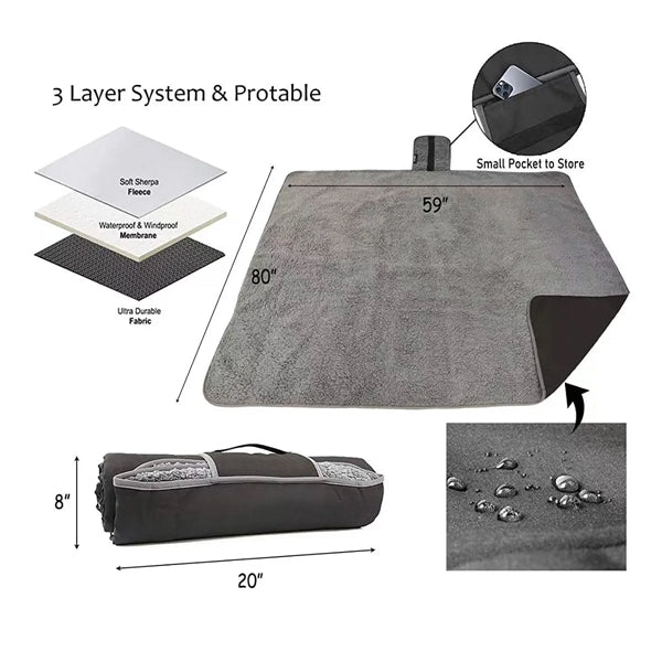 Waterproof Outdoor Sherpa Lining Blanket