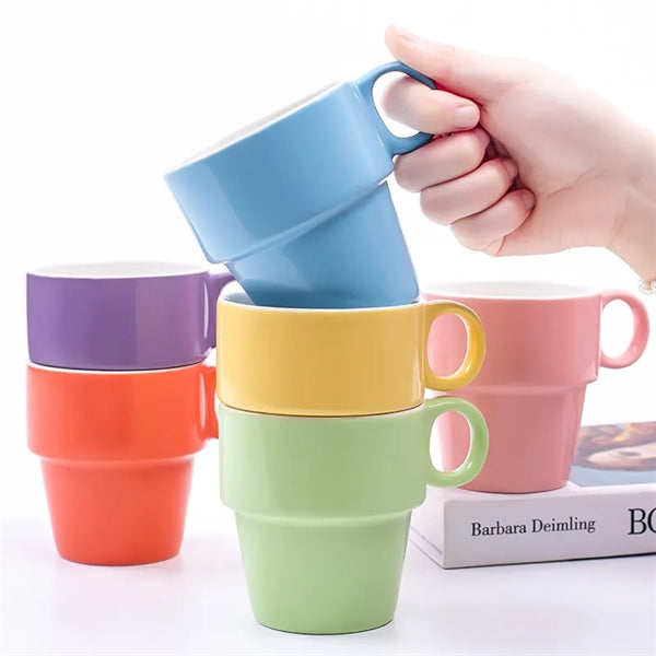 9oz Ceramic Tea Cups Travel Mug With Handle