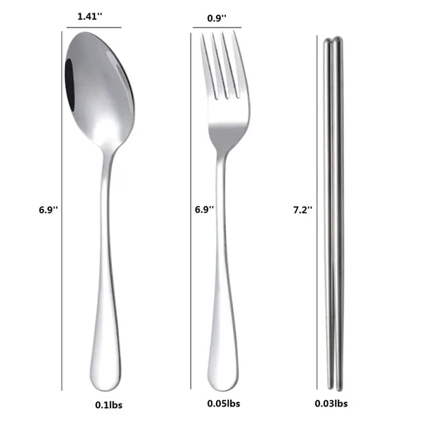 Stainless steel portable tableware set