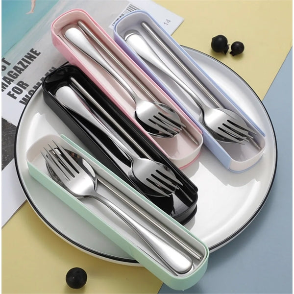 Stainless steel portable tableware set