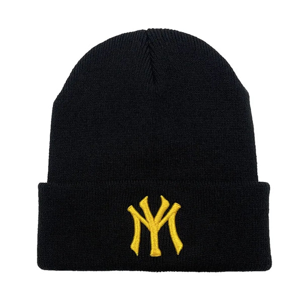 Cuffed Knit Acrylic Beanie Cap With Puff Embroidery Logo