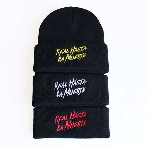 Cuffed Knit Beanie Cap With Flat Embroidery LOGO