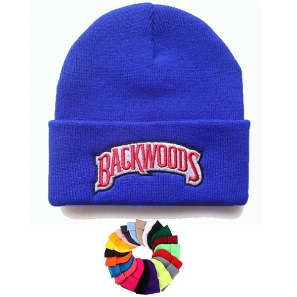 Cuffed Knit Acrylic Beanie With Emblem Or Patch LOGO