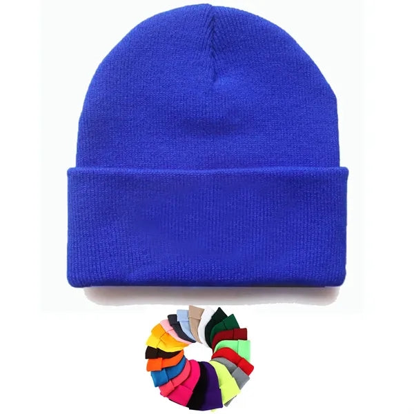 Cuffed Knit Acrylic Beanie With Emblem Or Patch LOGO