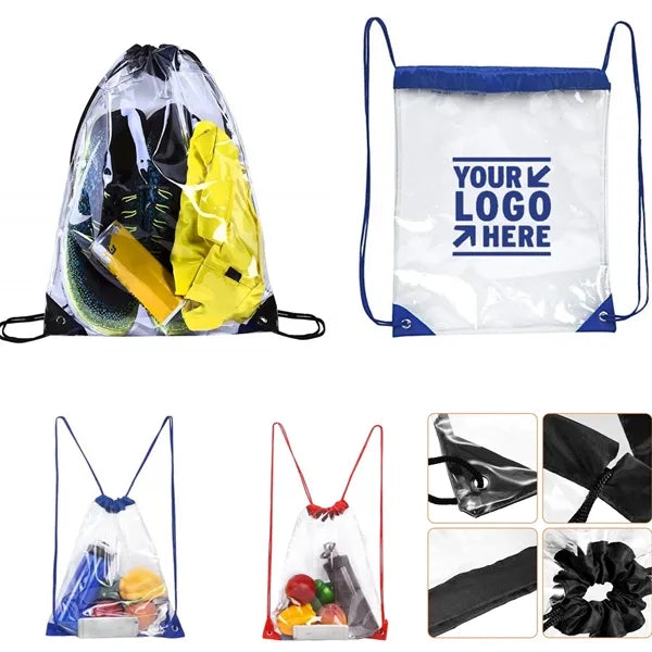 Clear PVC Drawstring Cinch Sack Backpack