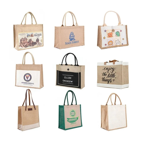 Stylish Rope Jute Tote Bags (8.66"Wx6.30"Hx5.10"G)