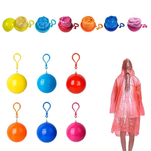 Portable Raincoat Keychain Ball Disposable Emergency Poncho