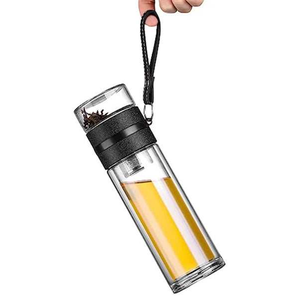 13oz Tea Tumbler Water Bottle Double Wall Glass