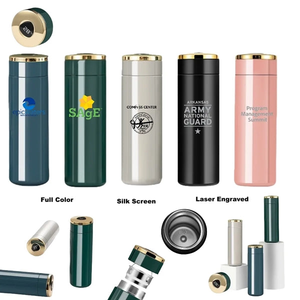 12/14 oz Stainless Steel Vacuum Flask Temperature Display
