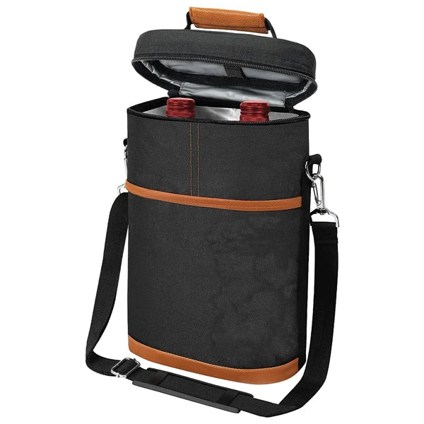 Portable Insulated 2 Bottle Wine Tote Carrier Cooler Bag